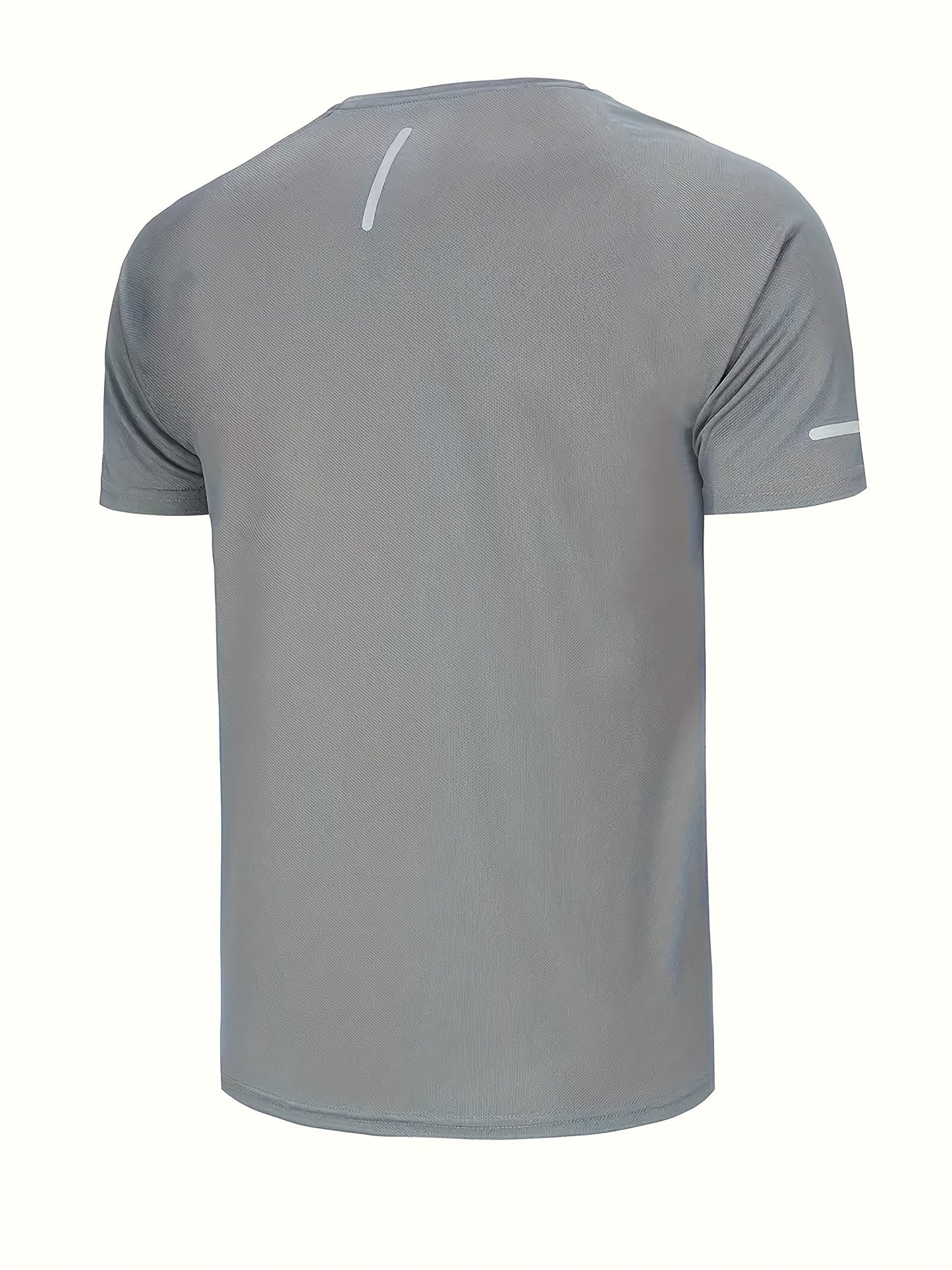 6-Pack Gray-Blue-Black-White-Army Green-Dark Red Casual Sport Print Reflective Stripe T-Shirts, Breathable Quick-Dry Short Sleeve Round Neck Tops, Running Shirts, Moisture-Wicking T-Shirts, Gym Workout Short Sleeve Shirts