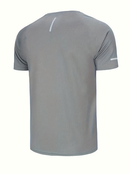 6-Pack Gray-Blue-Black-White-Army Green-Dark Red Casual Sport Print Reflective Stripe T-Shirts, Breathable Quick-Dry Short Sleeve Round Neck Tops, Running Shirts, Moisture-Wicking T-Shirts, Gym Workout Short Sleeve Shirts