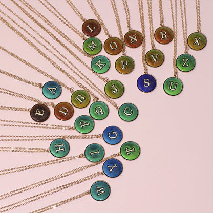 1pc of Temperature-Sensitive Color-Changing Letter Pendant Novelty Oil Drop Necklace (Color Changes with Temperature)