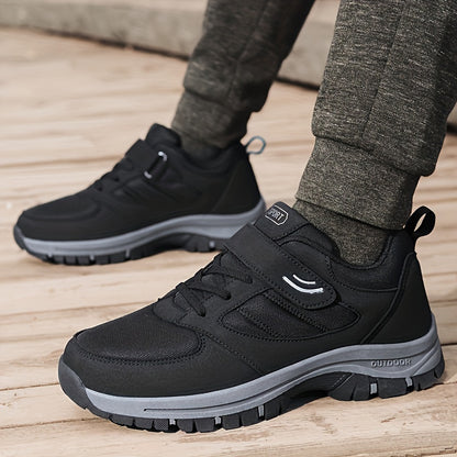 Comfy Soft Sole Men's Breathable Casual Shoes With Hook And Loop Fastener For Outdoor Jogging, Spring And Summer