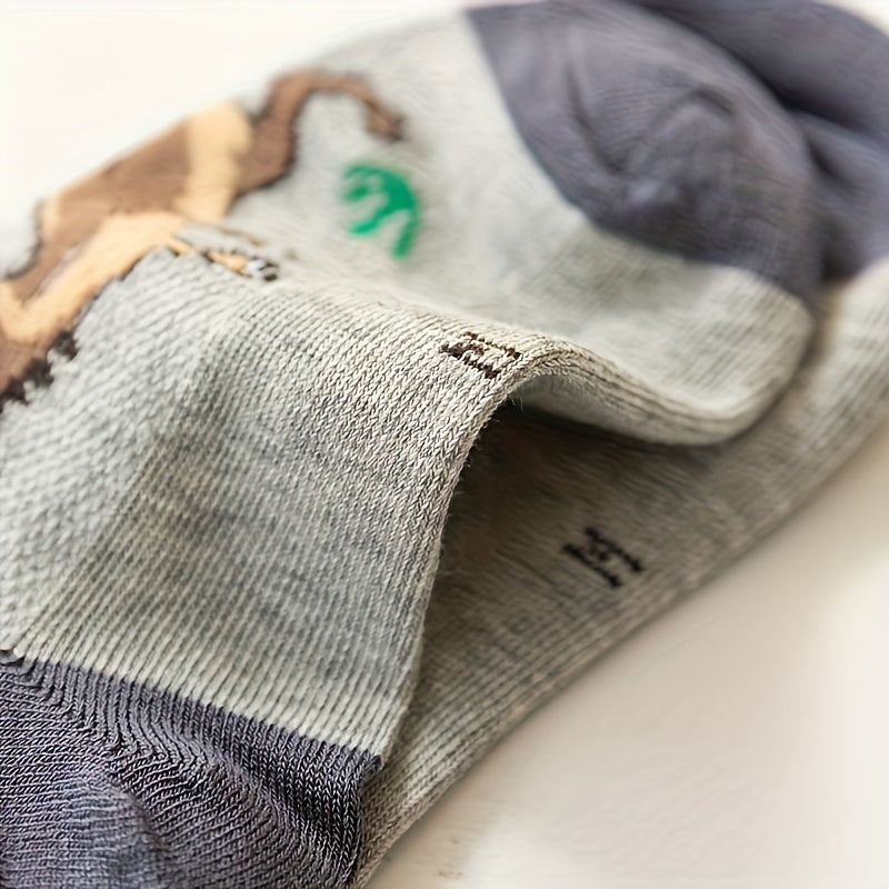 S90-5 Pair of Boys' Spring/Summer/Autumn New Mesh Dinosaur Breathable Children's Socks