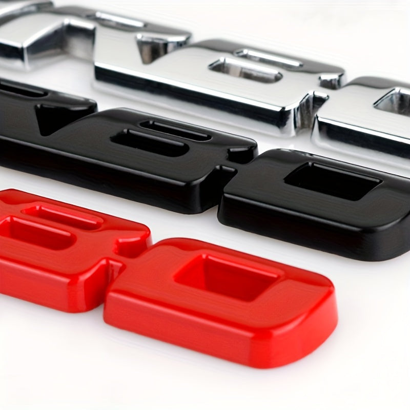 Turbo Metal Car Emblem Sticker Available in Silver, Black, And Red for Tailgates