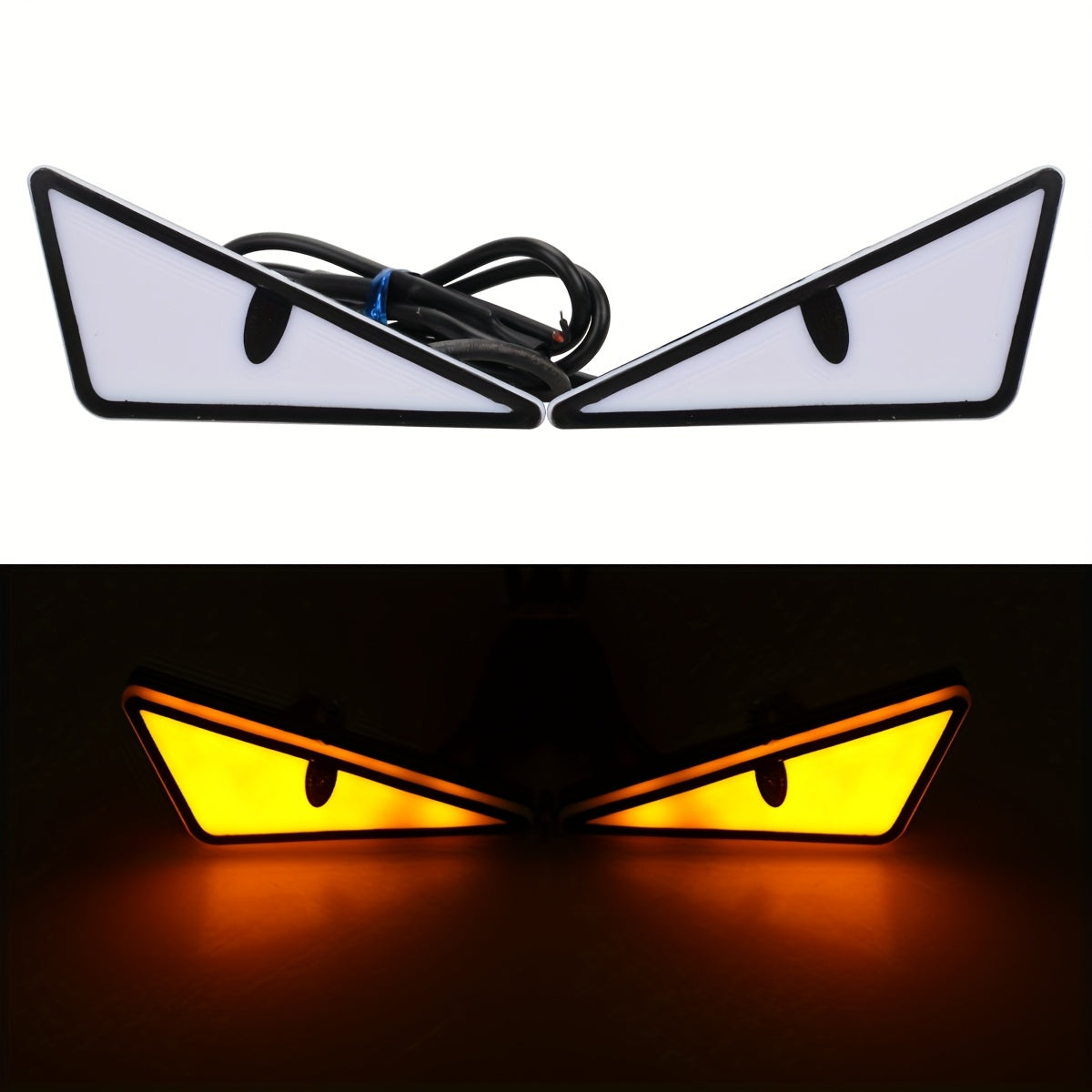 2-Piece LED Eagle Eye Lights, Triangular Devil Eyes, Fun Atmosphere Lights, High-Brightness Safety Driving Auxiliary Lights, 12V Devil Eye Neon Lights, Suitable for Cars and Motorcycles, High-Brightness Neon Lights