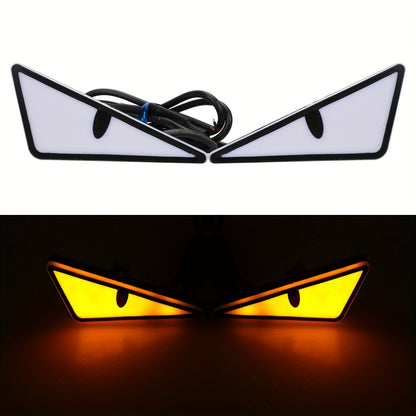 2-Piece LED Eagle Eye Lights, Triangular Devil Eyes, Fun Atmosphere Lights, High-Brightness Safety Driving Auxiliary Lights, 12V Devil Eye Neon Lights, Suitable for Cars and Motorcycles, High-Brightness Neon Lights
