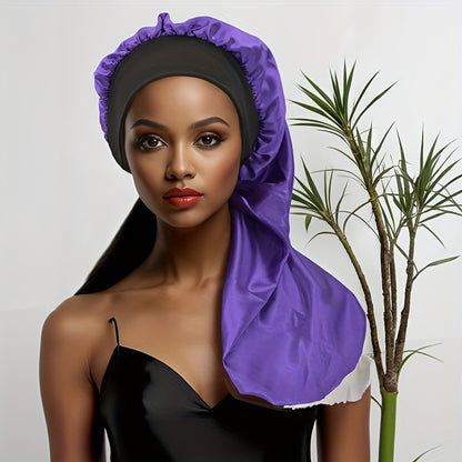 [1pc Satin Sleep Bonnet] 1pc Extra Large Satin Sleep Bonnet for Women - Long Hair Protection for Straight Curly Dreadlock And Braids, Night Cap - Bathroom Accessories
