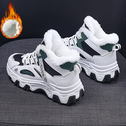 Women'S Winter Sneakers - & Accent Lace-Up Shoes with Cushioned PVC Sole, Synthetic Cover Upper - All-Season Outdoor, Gym, Ladies Sneakers, Gym Footwear, Stylish Laceups, Comfortable Fit, Casual Wear