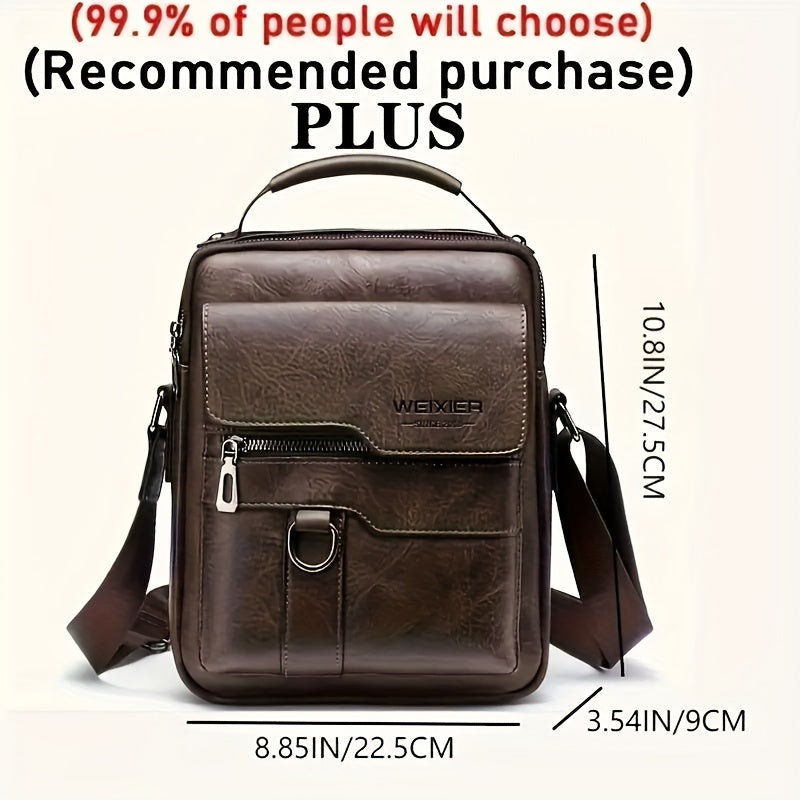 WEIXIER Men'S Vintage Faux Leather Cross Body Bag | Vertical Hand Business Casual Satchel, Adjustable Shoulder Strap, Faux Leather, Ideal for Going Out
