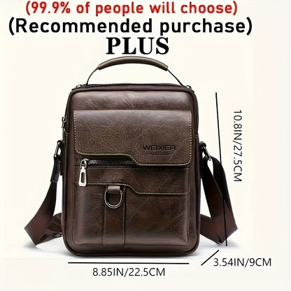 WEIXIER Men'S Vintage Faux Leather Cross Body Bag | Vertical Hand Business Casual Satchel, Adjustable Shoulder Strap, Faux Leather, Ideal for Going Out