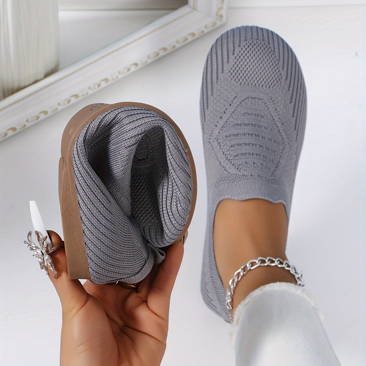 Women's Round-Toe Woven Flat Shoes, Casual, Outdoor, Soft-Sole Flat Shoes, Women Shoes