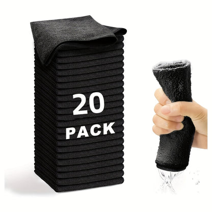 [Microfiber Cleaning Cloths] Super Soft Microfiber Cleaning Cloths - Lightweight, Square, Black, Perfect for Car Detailing And Household Use in The Kitchen, Bathroom, Bedroom, And Living Room