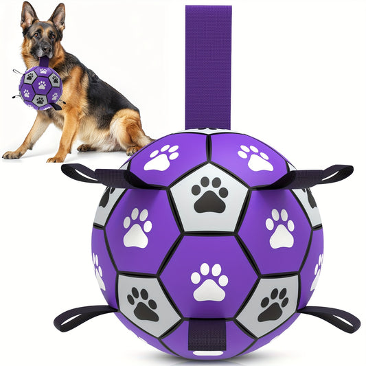 Dog Toys Soccer Ball with Straps, Durable Interactive Training Dog Soccer Ball for Small Medium Large Dogs Breed