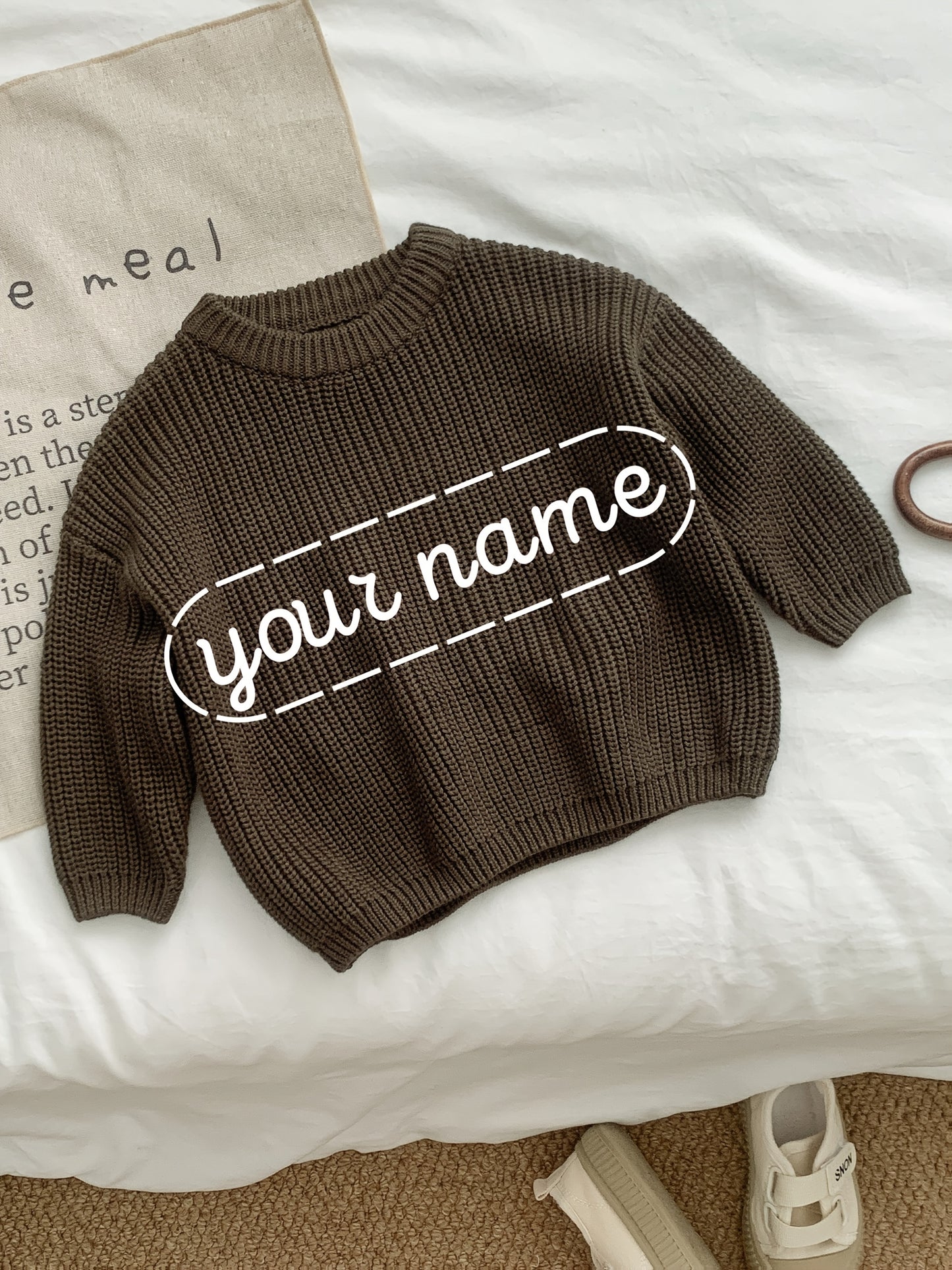 Girls' Casual Sweater with Personalized Name on Chest Area, Customizable, Perfect for Holiday Gifts