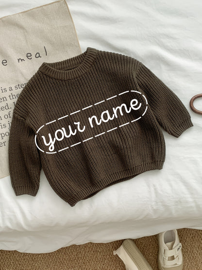 Girls' Casual Sweater with Personalized Name on Chest Area, Customizable, Perfect for Holiday Gifts
