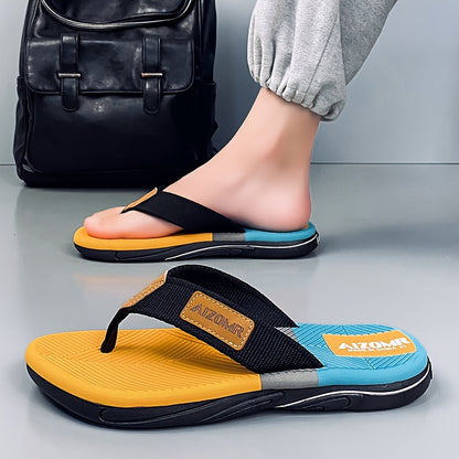 Summer Men's Sandals Trend Match Color Anti-slip Anti-odor Soft Sole Fashion Wear Cloth Belt Flip-flops Men