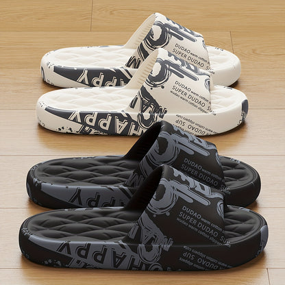 Graffiti Men's Slippers, Fashionable and Trendy for Outdoor Wear, Japanese and Korean Style, Soft and Comfortable EVA Material