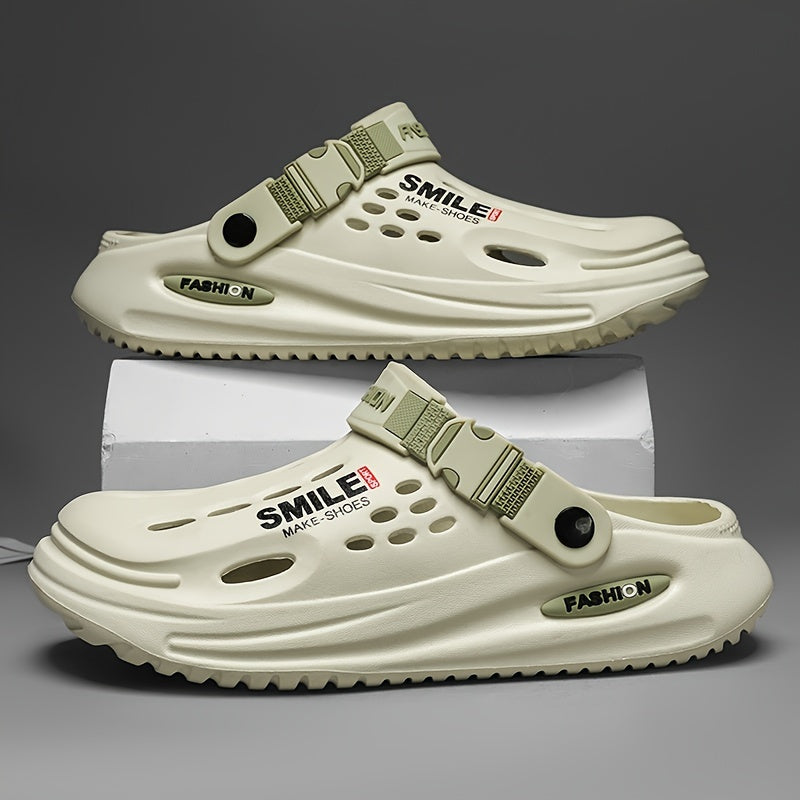 Men'S Wooden Clogs, Slip-On Open-Toe Sandals, Soft-Soled Walking Shoes, Outdoor Garden Shoes, Beach Sandals