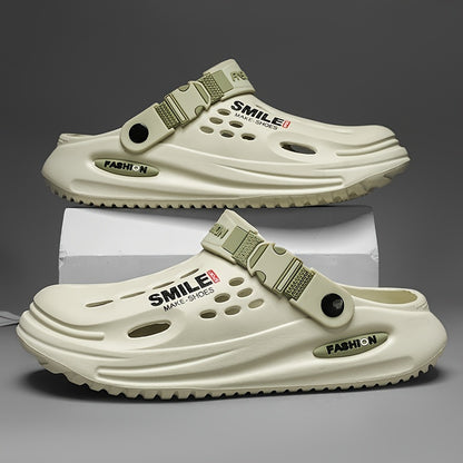 Men'S Wooden Clogs, Slip-On Open-Toe Sandals, Soft-Soled Walking Shoes, Outdoor Garden Shoes, Beach Sandals