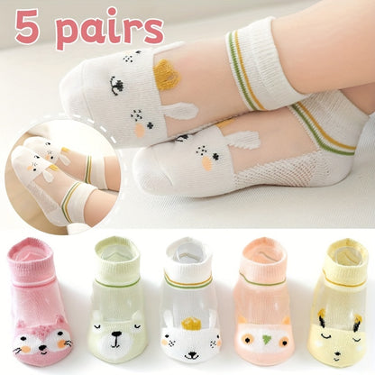 5-Pack Girls' Cute Baby Socks - Multicolor & Baby Patterns, - Mid-Calf Soft Socks Suitable for, Playtime & Casual Attire