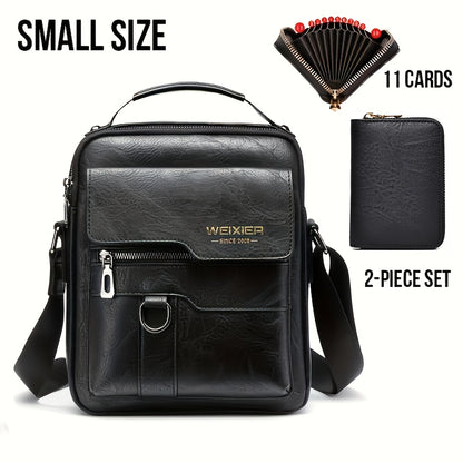 WEIXIER Men'S Vintage Faux Leather Cross Body Bag | Vertical Hand Business Casual Satchel, Adjustable Shoulder Strap, Faux Leather, Ideal for Going Out