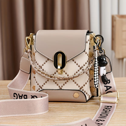 Colorful Grid Thread Women's Shoulder Bag, Casual Women's Crossbody Bag, Versatile Phone Bag, Suitable for Daily Commuting Use