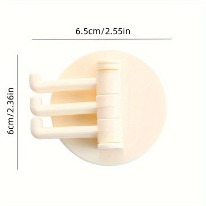 3-Branch Traceless Hanging Hook - Multifunctional Rotary Hook for Kitchen & Bathroom Walls - Punch-Free Installation!
