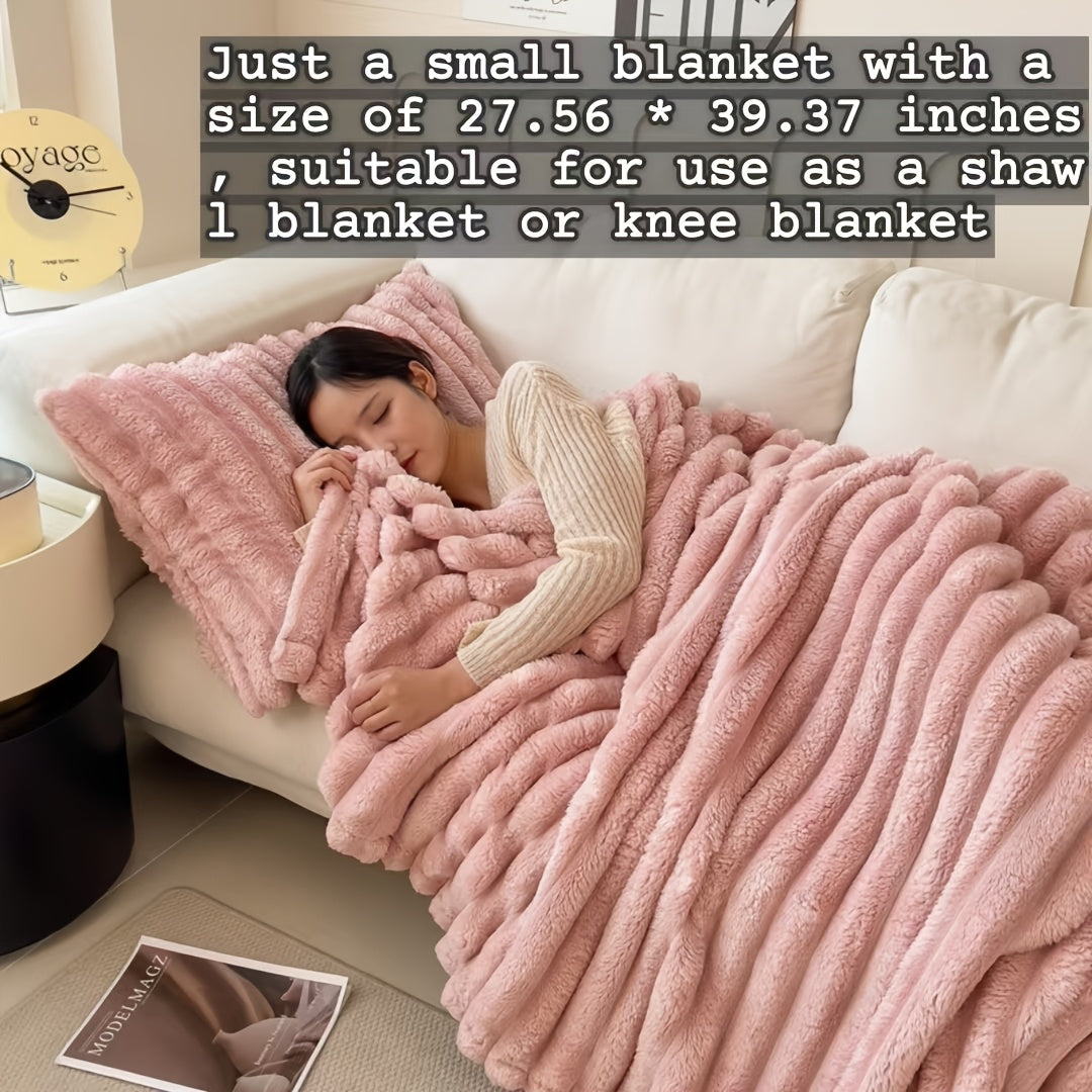Gdan Rhinoceros Luxurious Faux Rabbit Fur Throw Blanket Suitable for Couch, Bed, Office & Travel - Soft Warm Cozy Striped Blanket, Contemporary Bedspread, Hand Washable, Ideal Christmas Gift & All-Season Use (Multicolor)