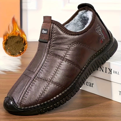 Winter Old Beijing Cloth Shoes for Men, Warm -Lined Walking Shoes for Middle-Aged and Elderly Fathers, Non-Slip Thickened Walking Shoes, Elderly Boots