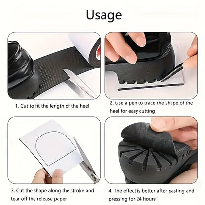 19-Inch Extra Durable Non-Slip Self-Adhesive Shoe Repair Insoles | Protective Sole for High Heels, Sneakers & Sandals - Noise-Reducing, Easy Fix