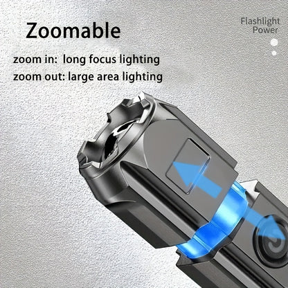 [Powerful Zoomable Flashlight] 1pc Powerful Zoomable Flashlight, Outdoor Multi-functional Portable Home Small Flashlight, Telescopic Zoom Light