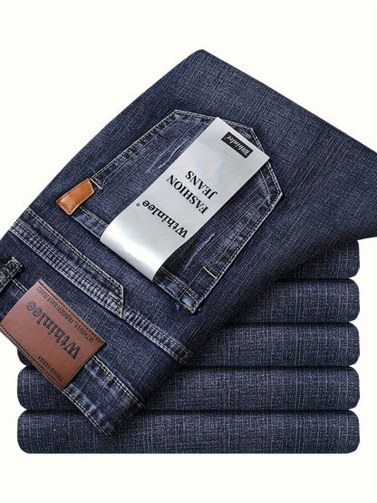 [Classic Jeans] Comfortable Classic Men's Solid Color Jeans | Regular Fit Straight Leg Pants for Casual & Business Wear, All-Season Versatile Trousers, Business Casual Attire