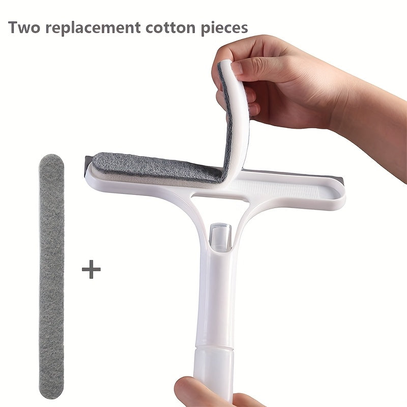 3-in-1 & Mirror Scraper with Removable Microfiber Cloth - Heavy-Duty Plastic Bathroom Window Cleaner, Door, Scraper, and Wiper - No Electricity Needed, Ideal for Home Use