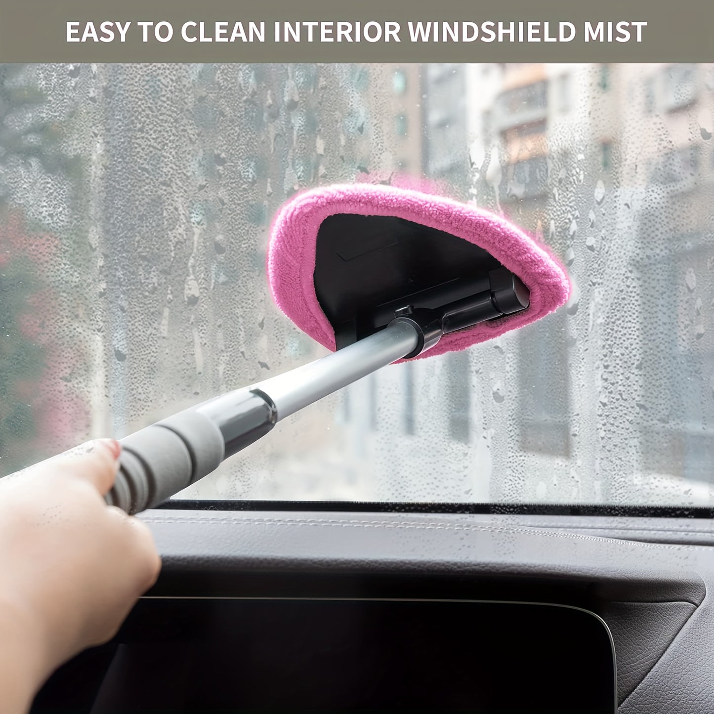Microfiber Windshield Cleaner - Extendable Handle, Auto Interior & Exterior Glass Wiper, Car Glass Cleaning Tool Kit