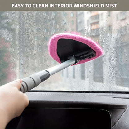 Microfiber Windshield Cleaner - Extendable Handle, Auto Interior & Exterior Glass Wiper, Car Glass Cleaning Tool Kit