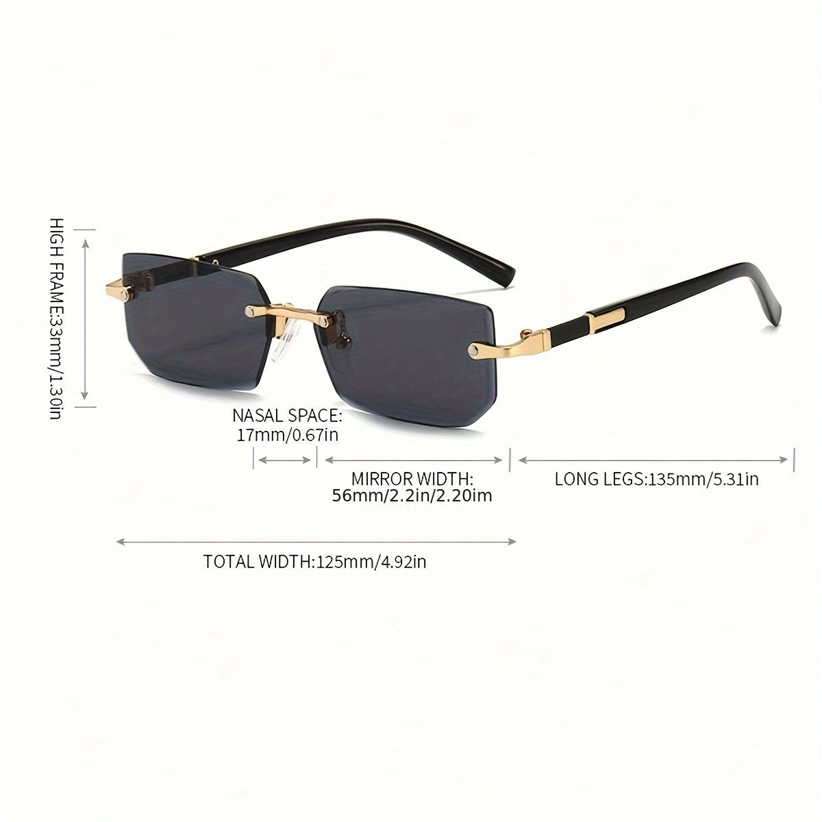 1pc Men's Y2K Fashion Glasses, Square Frameless, Perfect for Summer Outfits