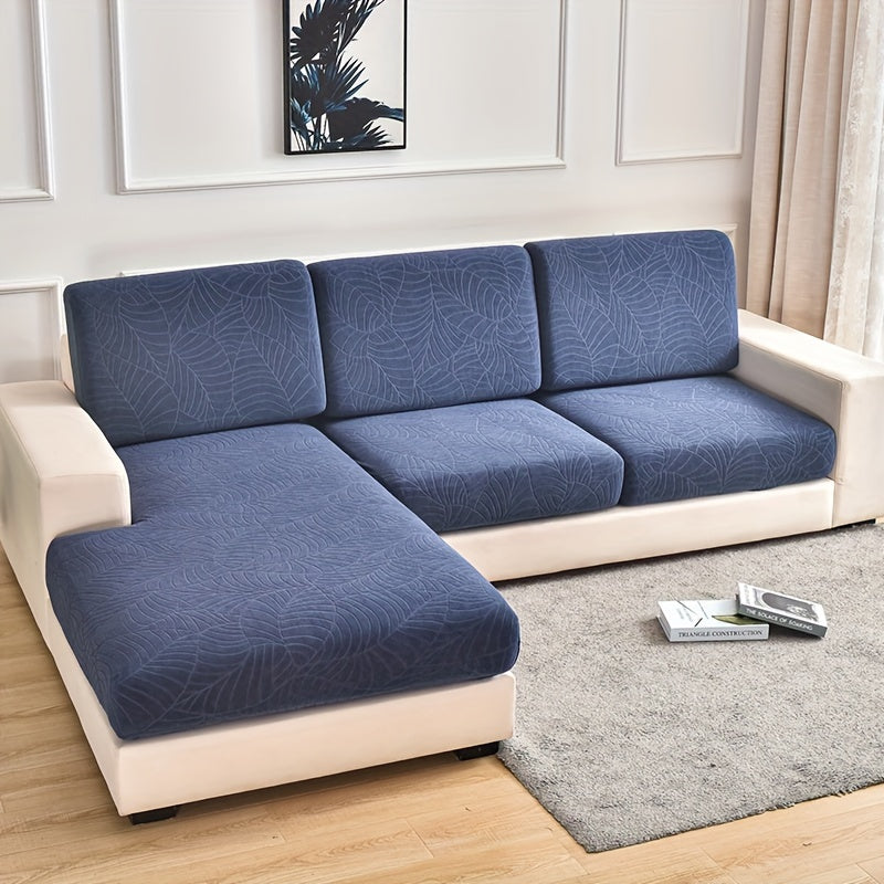 1pc Large Leaf Jacquard Sofa Cover, Suitable for All Seasons, Easy Modern Sofa Cover, Cat Scratch Resistant, Stretchable, Washable, Durable Elastic Sofa Cover for Bedroom, Office, Living Room Home Decor, Furniture Protection Cover