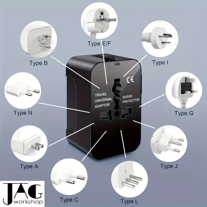 [1pc Universal Travel Adapter] 1pc Universal Travel Adapter | US/EU/UK/AU Plug, Worldwide All In One Design, Compliance Certification | For iPhone, Samsung, Xiaomi, Android, Ipad, Car, etc | Cover More Than 150 Countries, Perfect Holiday Gift