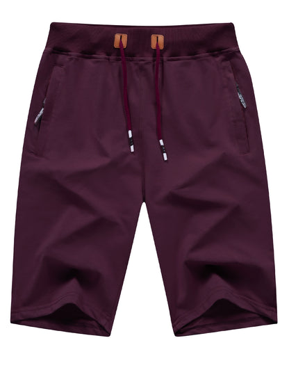 Men's Shorts Casual Classic Fit Stylish Drawstring Elastic Waist Summer Beach Shorts With Zipper Pockets Workout Sport Shorts