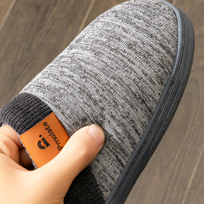 PMOISTE Men'S Slip-On Memory Foam Slippers - Warm Winter Indoor/Outdoor House Shoes with Arch & Cushioned Insole, Large Size (US 10-14) - Soft Fabric Upper & TPR Sole