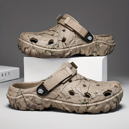 Men's Solid Color Hollow-Out Fashion EVA Sandals, Comfortable Non-Slip Durable Lightweight Slippers, Suitable for Men's Outdoor Activities