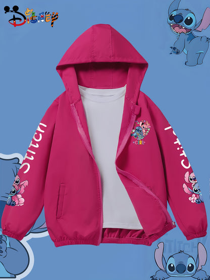 Disney Autumn Windproof Jacket for, Cute Stitch Print Hoodie, Unisex Zip-Up Outerwear, Youth Fashion Versatile Hooded Sweatshirt, Outdoor Casual Sports Jacket, Essential Gift for Holidays, Birthdays, Parties, Unisex for and, Korean Style Trendy