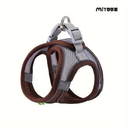 MiTOOE 1pc Soft Breathable Mesh Escape-Proof Adjustable No-Pull Reflective Vest Harness for Small Dogs & Cats - Comfortable Safe Walking Harness with Grid Pattern, Multi-Color Options, Small Breathable Dog Harness