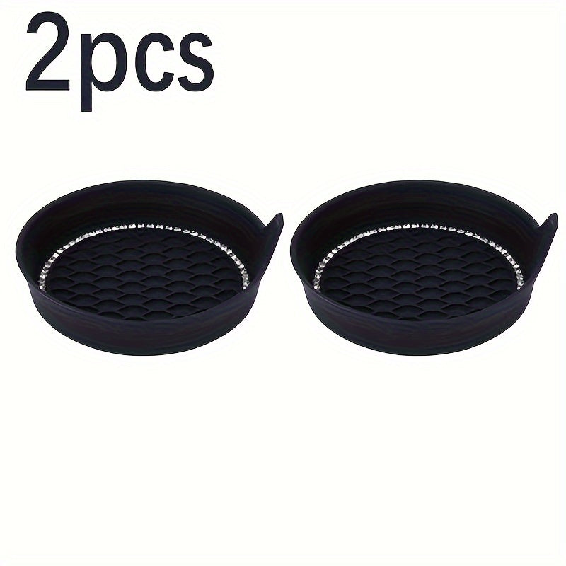 2PCS Silicone Car Cup Coasters with Non-Slip Rhinestone Design, Universal Vehicle Cup Holder Interior Accessories