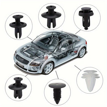 [Universal Car Fasteners] 100pcs Universal Plastic Fasteners for Cars | 6 Types of Plastic Screws