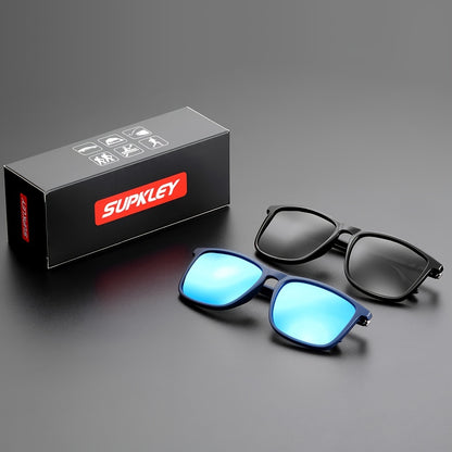 SUPKLEY Men'S Sports Sunglasses with Polarization, Lightweight Square Design, Comfortable Fit, Eyewear Accessory Comes with Original Packaging