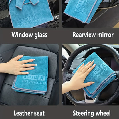 Automotive Interior Cleaning Cloth, Extra-Thick Absorbent Oversized Car Wash Towel, Scratch-Free Glass Cleaning Cloth