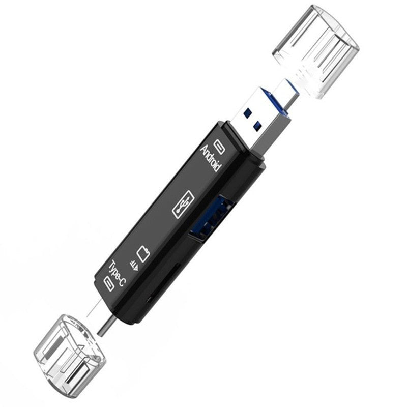 5-In-1 Multifunctional USB 2.0 Type C/Usb/Micro USB/TF/SD Memory Card Reader OTG Adapter for Mobile Devices.