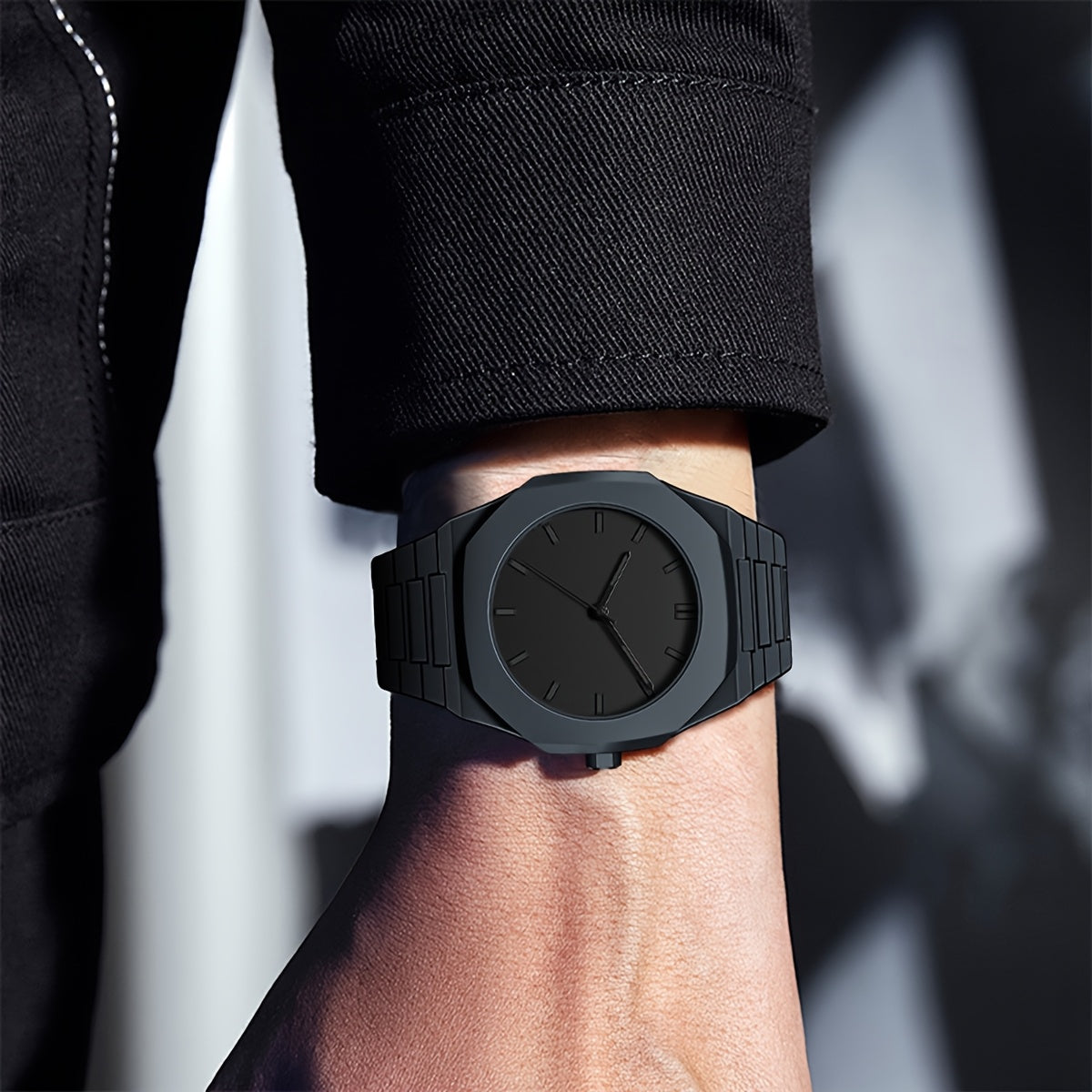 [Affordable Luxury Watch] 1pc Minimalist Modern Black Quartz Watch - Men's Women's Adjustable Strap, Everyday Casual & Formal Wear, Perfect Gift for Birthdays, Graduation, Couples - Affordable Luxury Watch for Him/Her, Back to, Creative Design