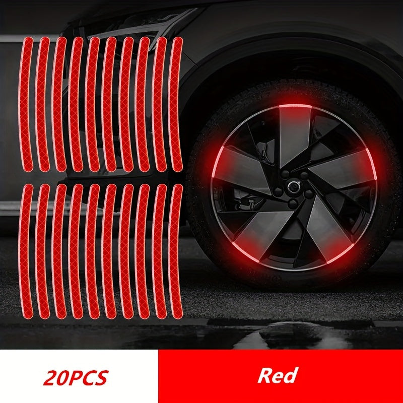 20pcs Wheel Enhance Visibility And Safety At Night - Green And Silvery Tire Warning Stickers for Motorcycles And Vehicles