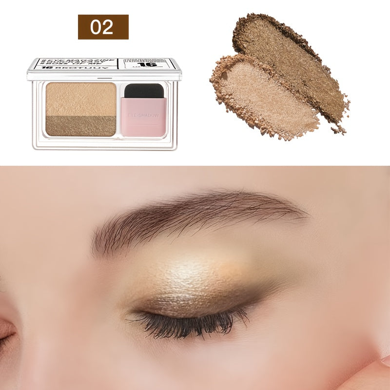 Shimmery Dual-Tone Eyeshadow Palette, 5-8 Versatile Shades, Easy Blend, Long-Lasting Waterproof Eye Makeup with Brush