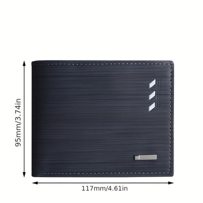 Men's Casual PU Leather Wallet With Card Slots, Zipper Coin Purse, Money Clip Christmas Gift